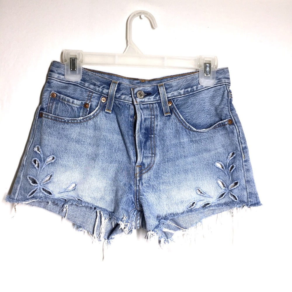 Levi's Light Blue Distressed Denim Cutoff Shorts